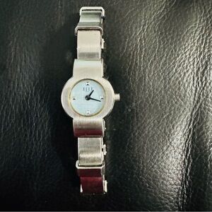 Vintage Elle Silver Bracelet Watch with Light Blue Dial